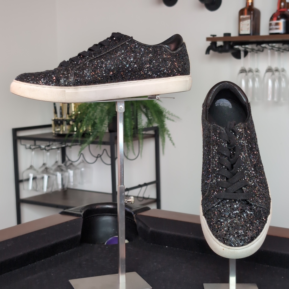 Kenneth Cole New York Kam Black Glitter Sparkle Sneakers Women’s Size 8.5 EUC